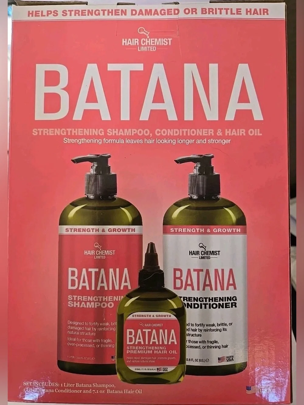 Hair Chemist Batana Strengthening Shampoo& Conditioner plus Oil Set -NEW IN BOX